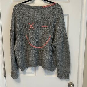 Vintage Havana Charcoal Sweater with Pink Graphic